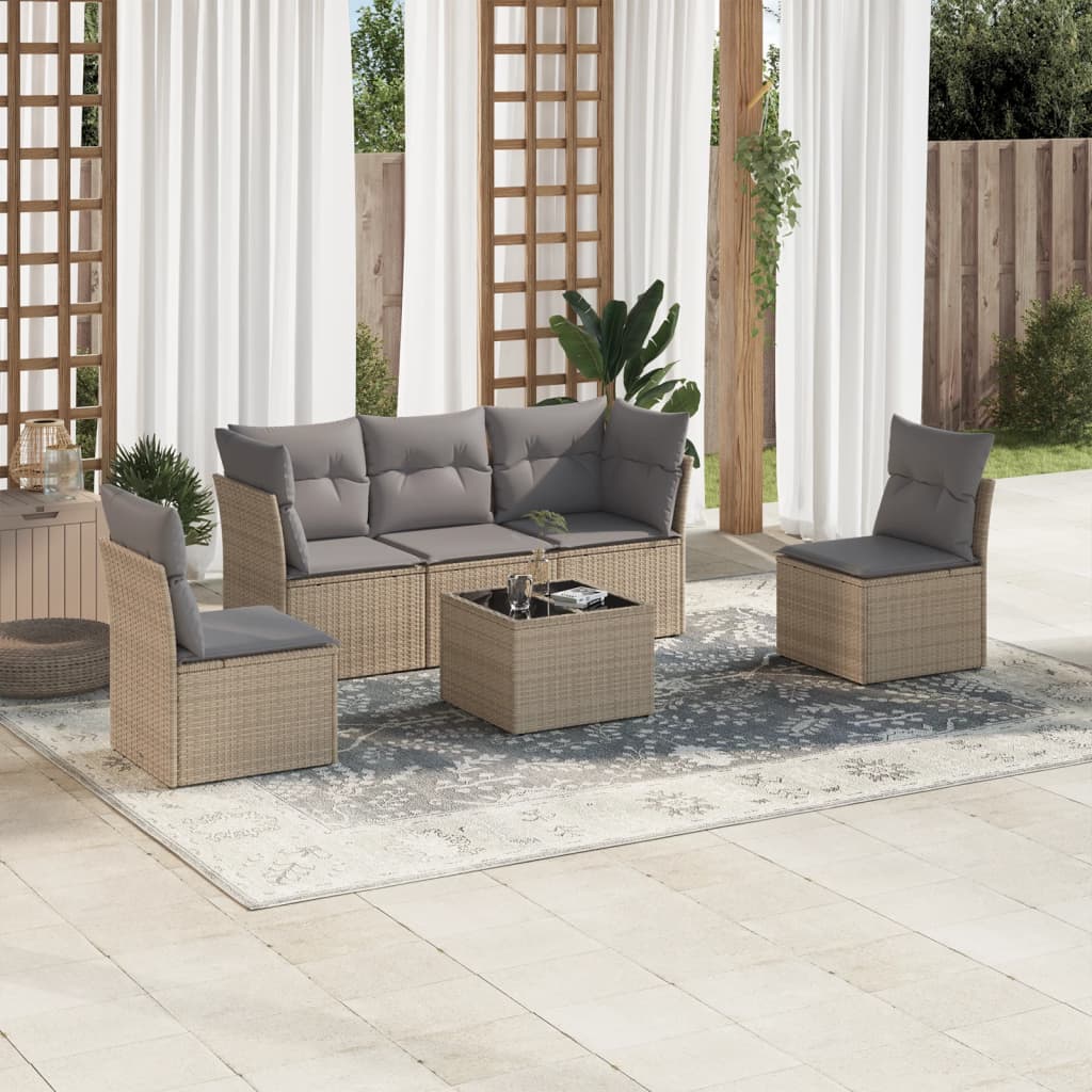 Set Comedor De Jardín 5 Piezas Y Cojines Ratán Sintético Marrón