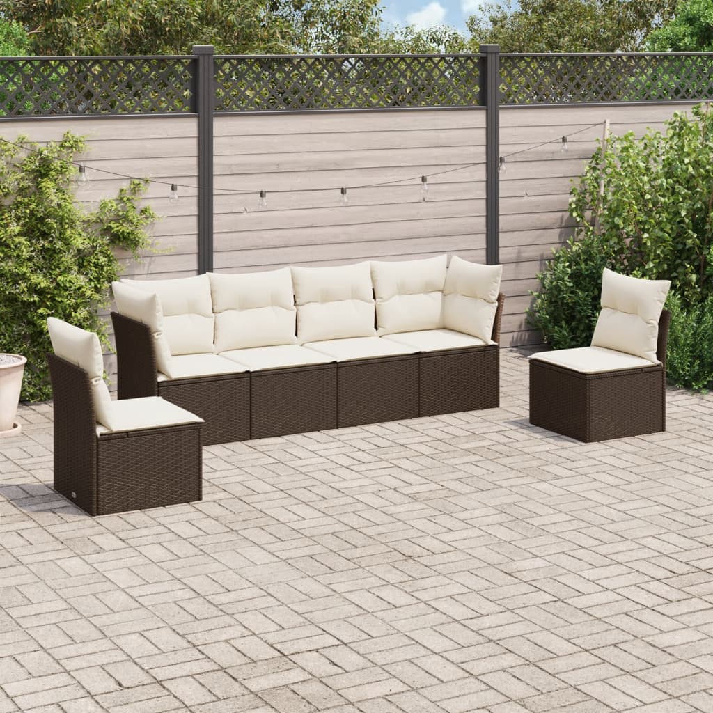 Set De Sofás De Jardín 7 Pzas Con Cojines Ratán Pe