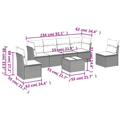 Set De Sofás De Jardín 7 Pzas Con Cojines Ratán Pe