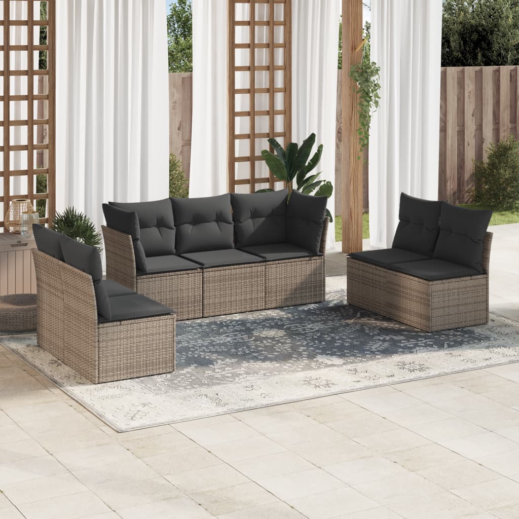 Set De Sofás De Jardín 7 Pzas Con Cojines Ratán Pe