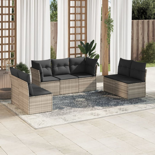 Set De Sofás De Jardín 7 Pzas Con Cojines Ratán Pe
