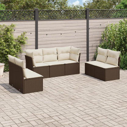 Set De Sofás De Jardín 7 Pzas Con Cojines Ratán Pe