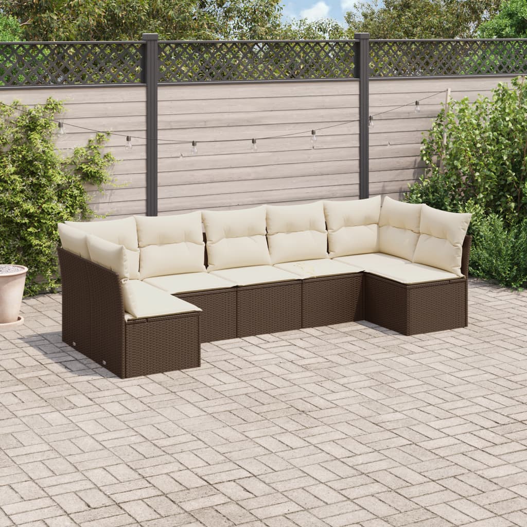 Set De Sofás De Jardín 8 Pzas Y Cojines Ratán Sintético Gris