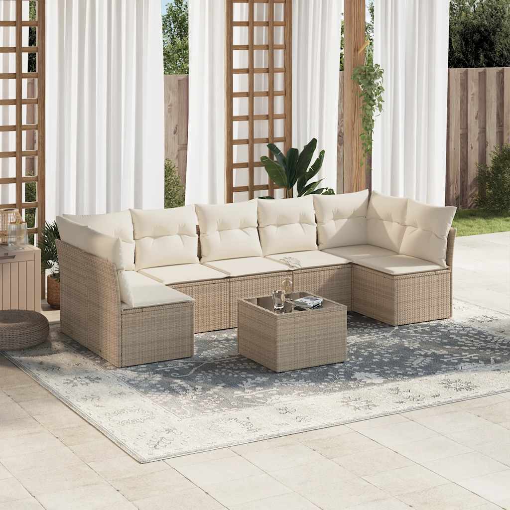 Set De Sofás De Jardín 8 Pzas Y Cojines Ratán Sintético Gris