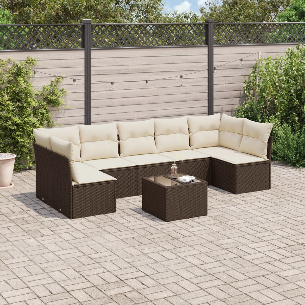 Set De Sofás De Jardín 8 Pzas Y Cojines Ratán Sintético Gris