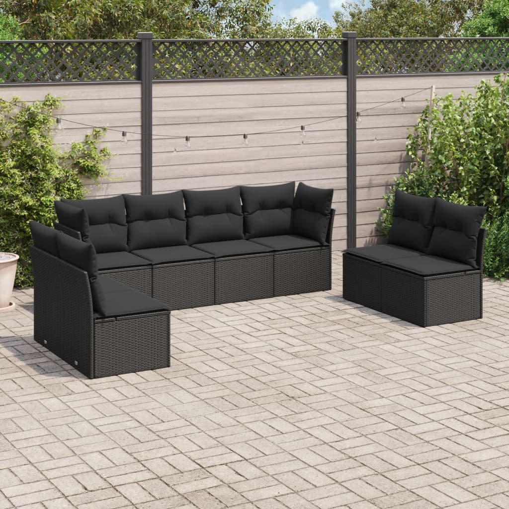 Set De Sofás De Jardín 9 Pzas Y Cojines Ratán Sintético Marrón