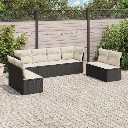 Set De Sofás De Jardín 9 Pzas Y Cojines Ratán Sintético Marrón