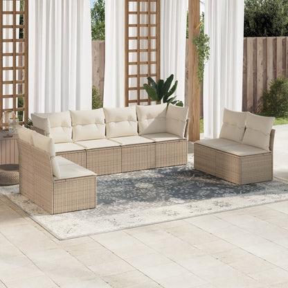 Set De Sofás De Jardín 9 Pzas Y Cojines Ratán Sintético Marrón