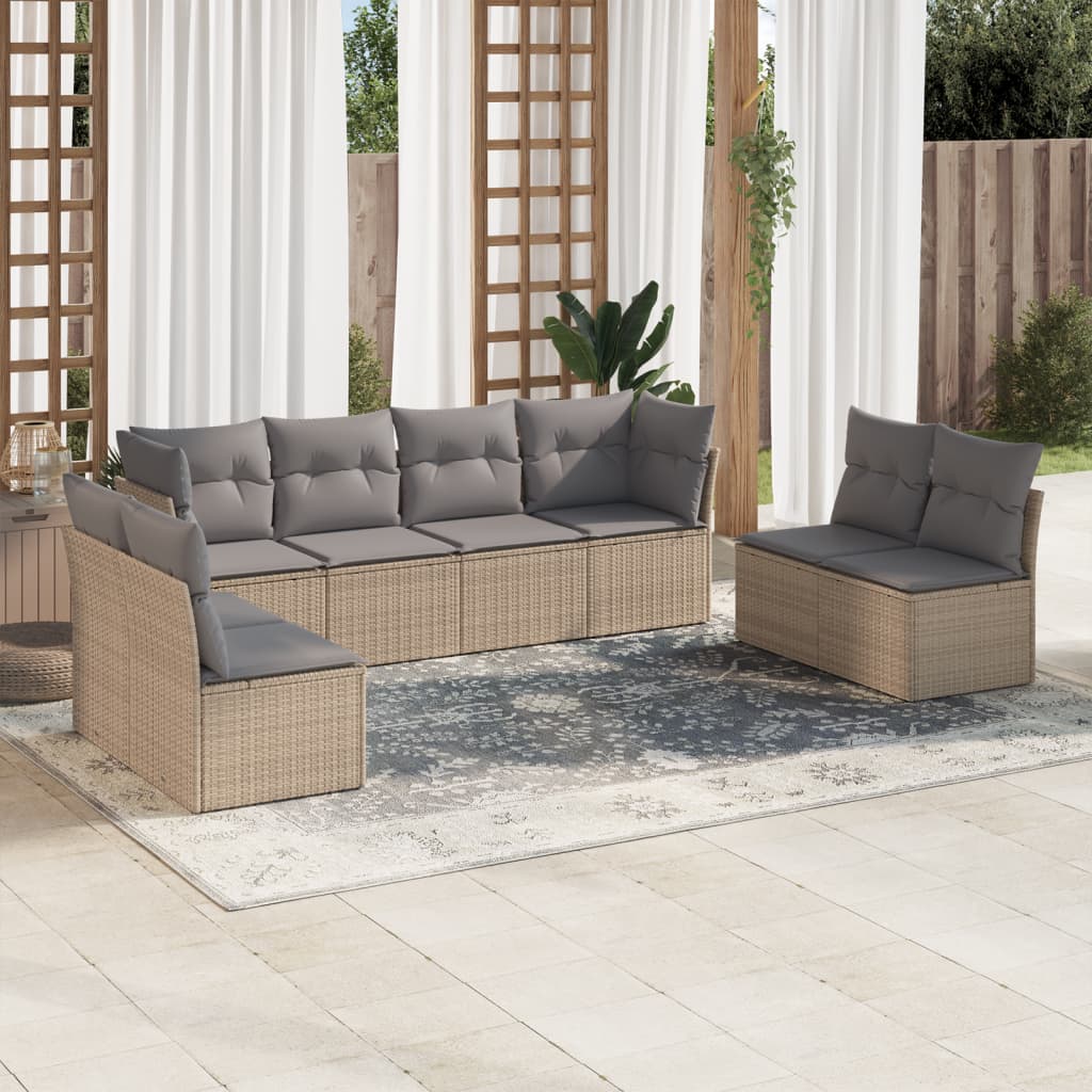 Set De Sofás De Jardín 9 Pzas Y Cojines Ratán Sintético Marrón