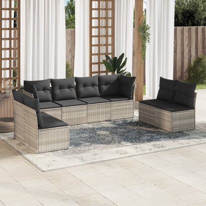 Set De Sofás De Jardín 9 Pzas Y Cojines Ratán Sintético Marrón