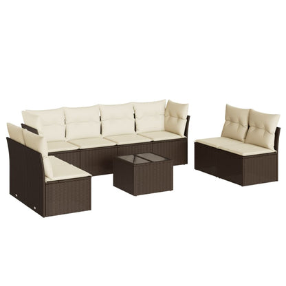 Set De Sofás De Jardín 9 Pzas Y Cojines Ratán Sintético Marrón
