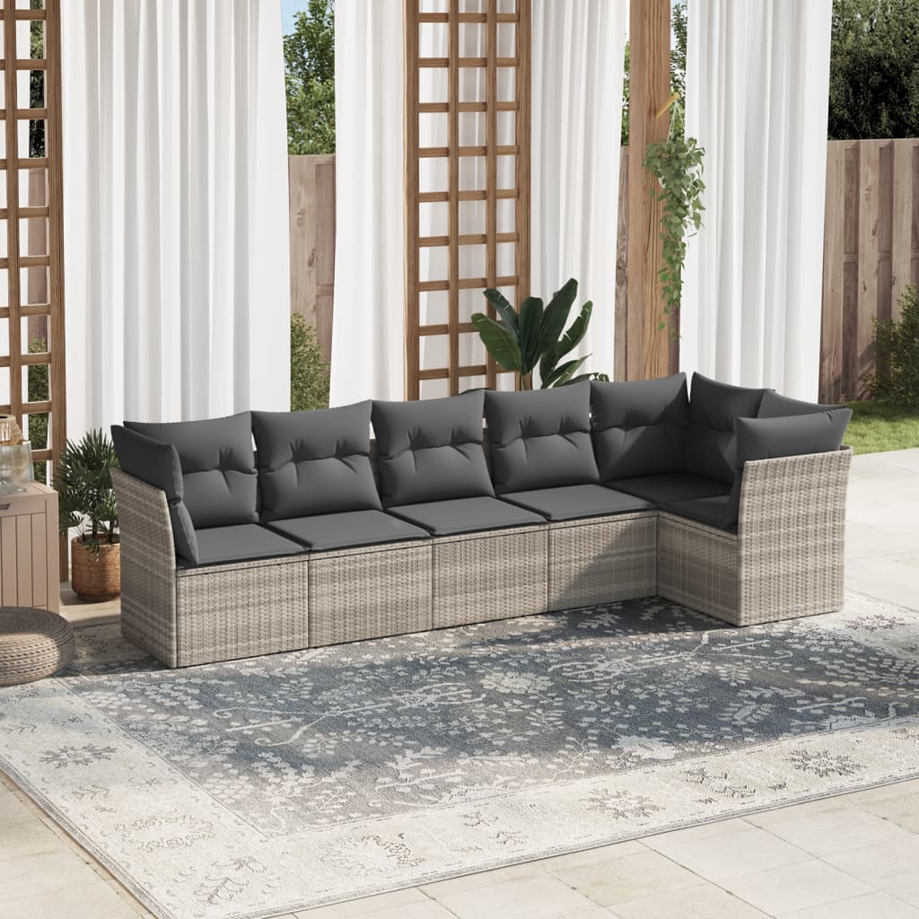 Set De Comedor De Jardín 7 Pzas Y Cojines Ratán Sintético Negro