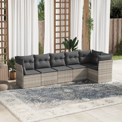 Set De Comedor De Jardín 7 Pzas Y Cojines Ratán Sintético Negro
