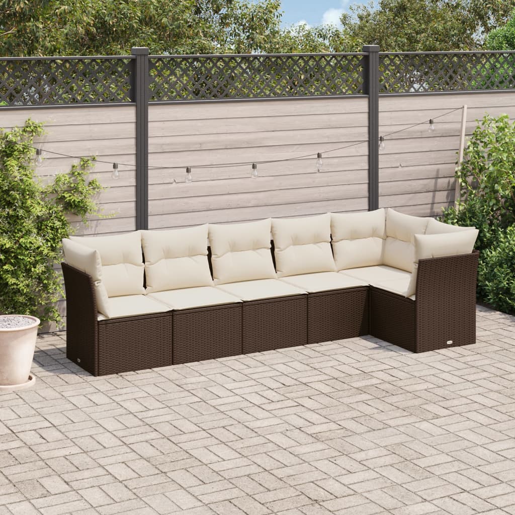 Set De Comedor De Jardín 7 Pzas Y Cojines Ratán Sintético Negro