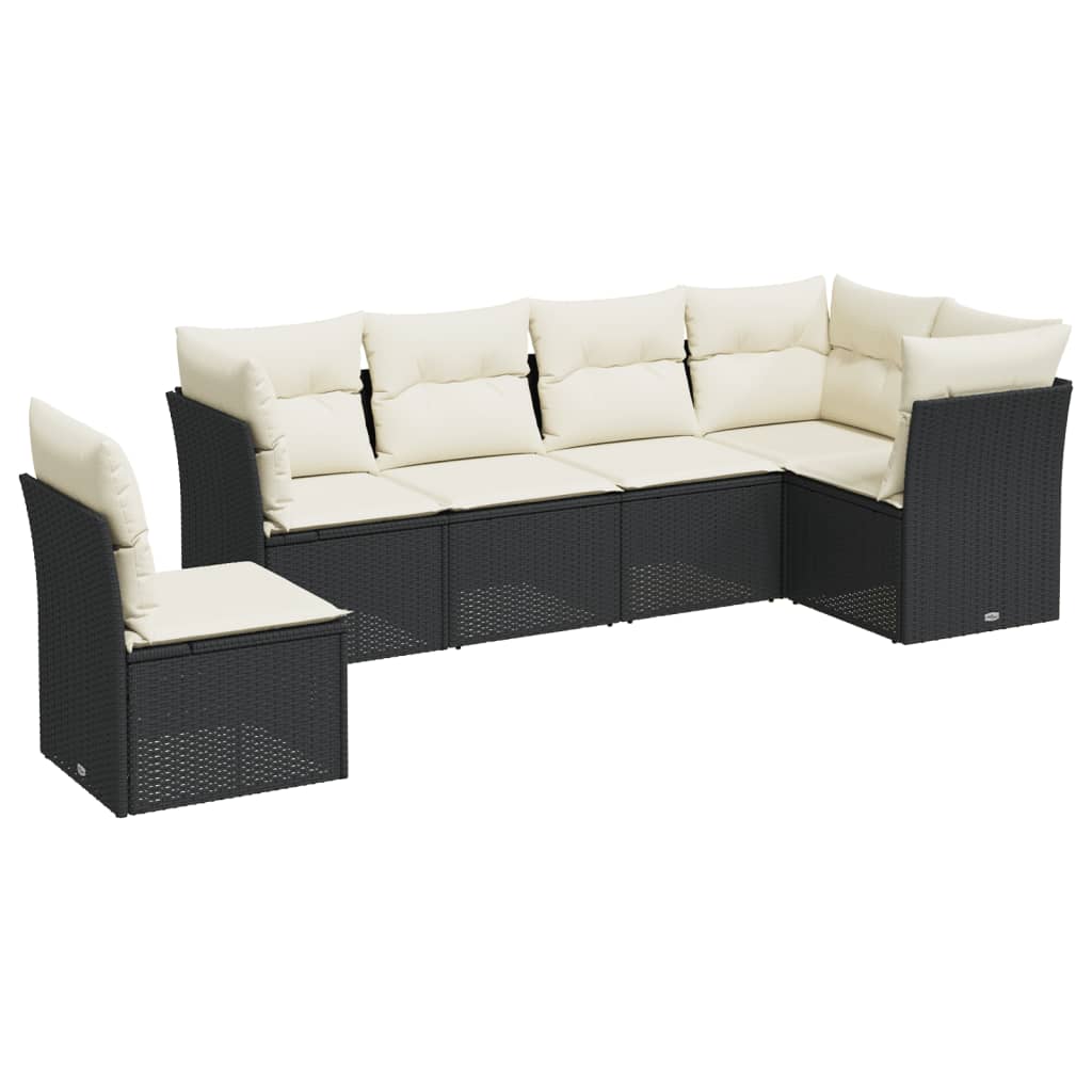Set De Sofás De Jardín 6 Piezas Y Cojines Ratán Sintético Negro