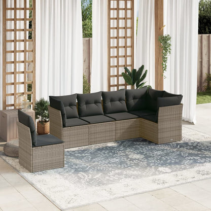Set De Sofás De Jardín 6 Piezas Y Cojines Ratán Sintético Negro
