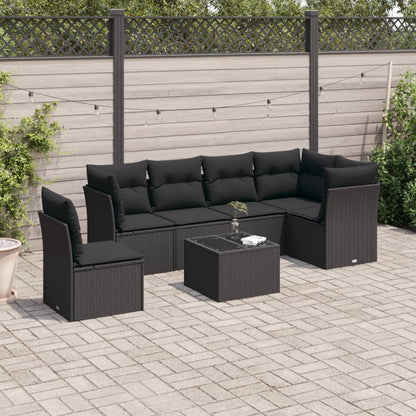 Set De Sofás De Jardín 6 Piezas Y Cojines Ratán Sintético Negro