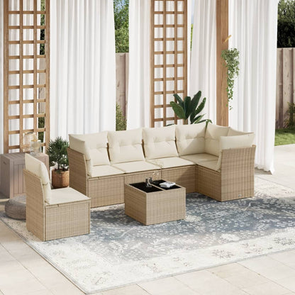 Set De Sofás De Jardín 6 Piezas Y Cojines Ratán Sintético Negro