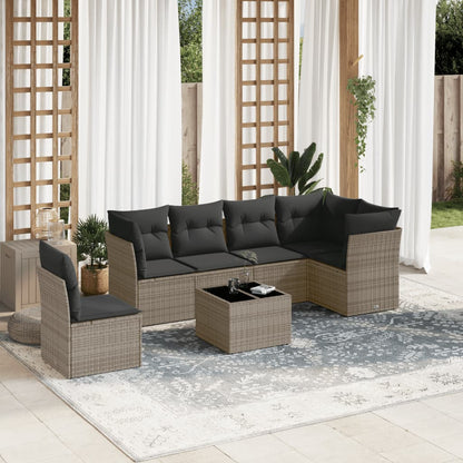 Set De Sofás De Jardín 6 Piezas Y Cojines Ratán Sintético Negro