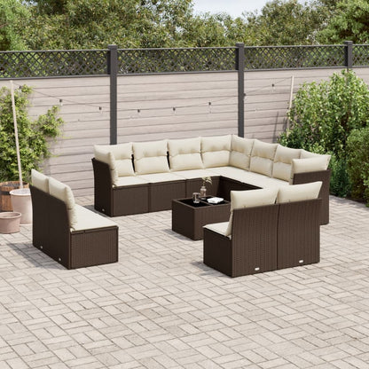 Set De Sofás De Jardín 11 Pzas Y Cojines Ratán Sintético Gris