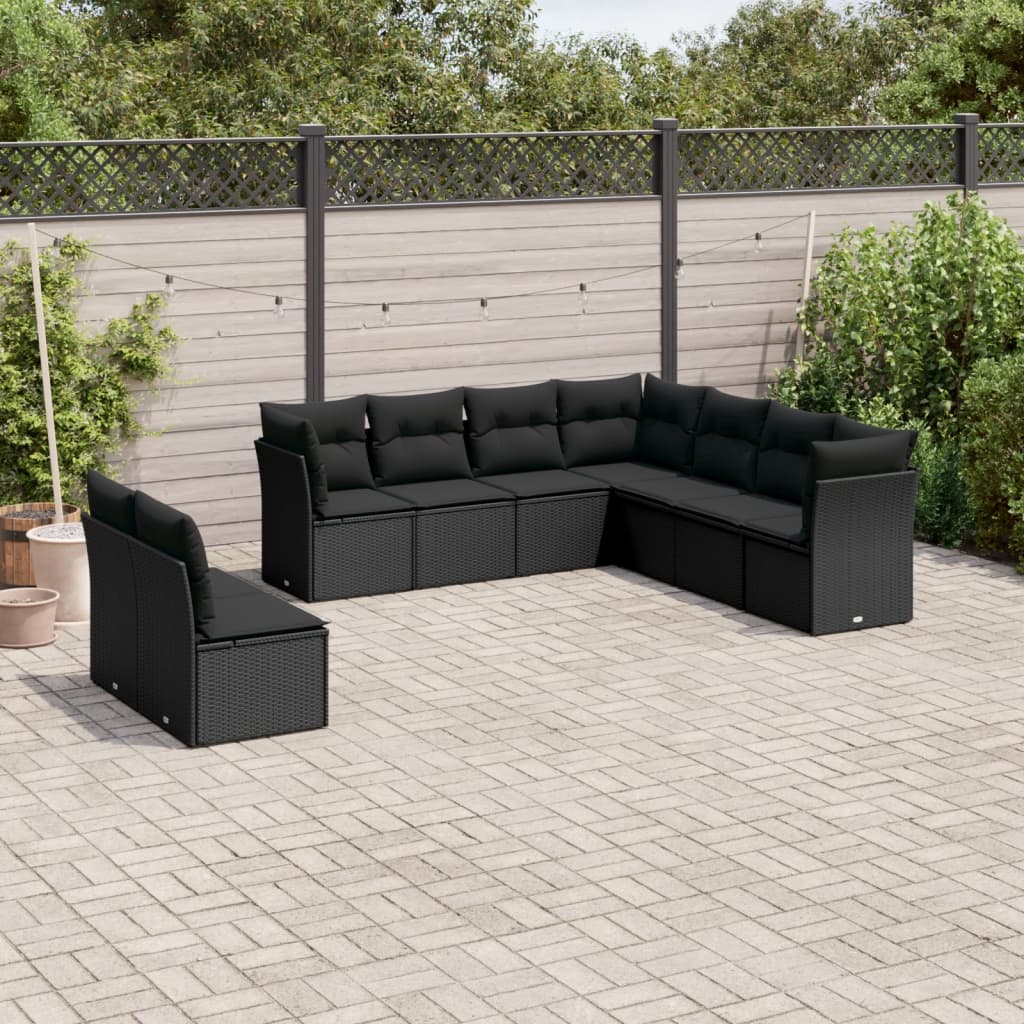 Set Sofás Jardín 10 Pzas Con Cojines Ratán Sintético