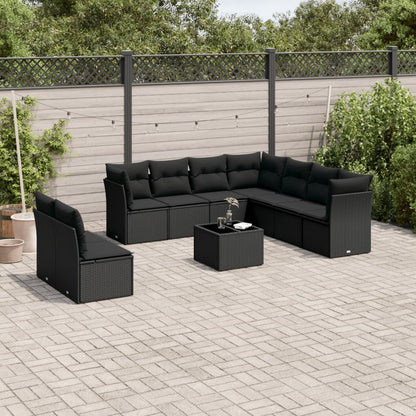 Set Sofás Jardín 10 Pzas Con Cojines Ratán Sintético