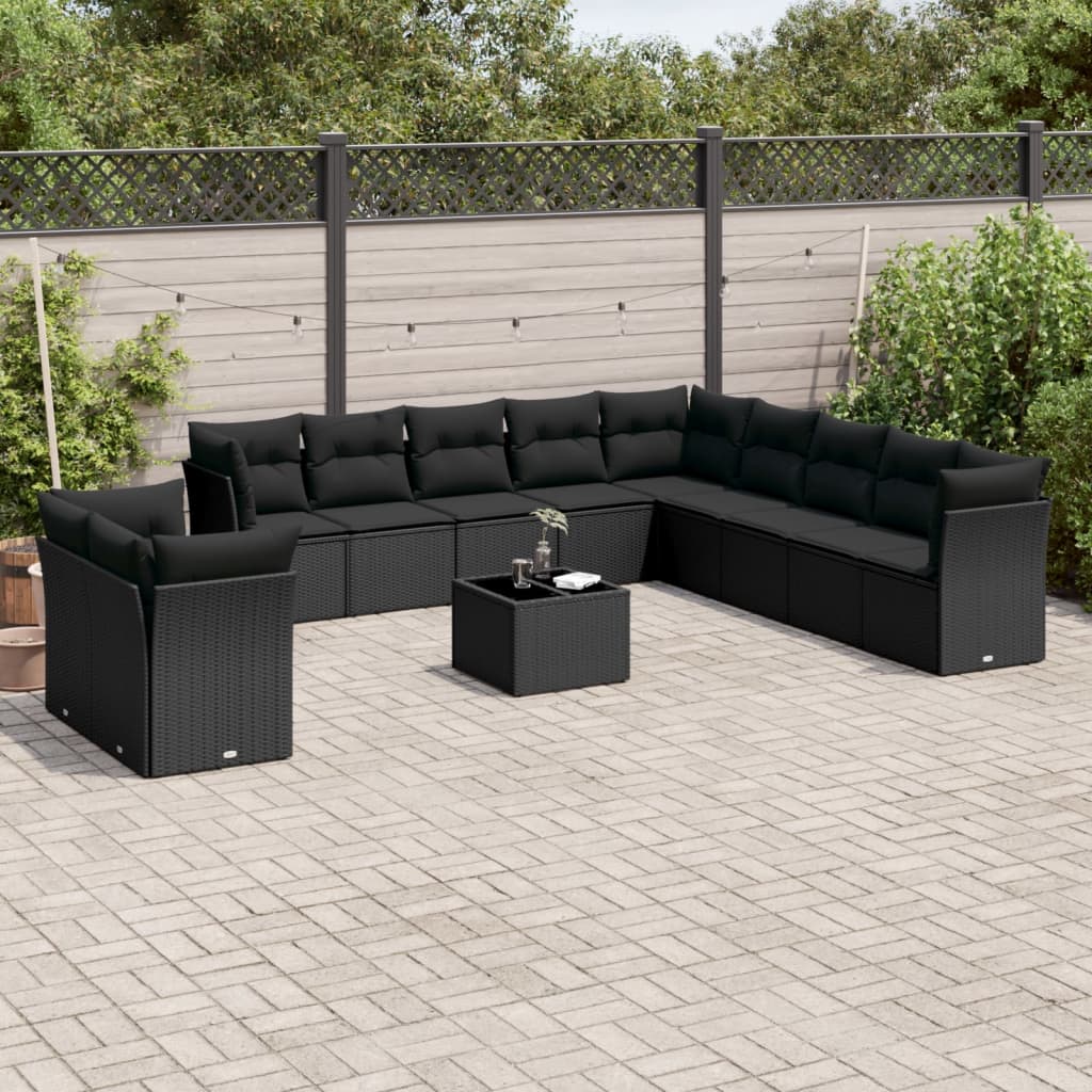 Set De Sofás De Jardín 11 Pzas Y Cojines Ratán Sintético Gris