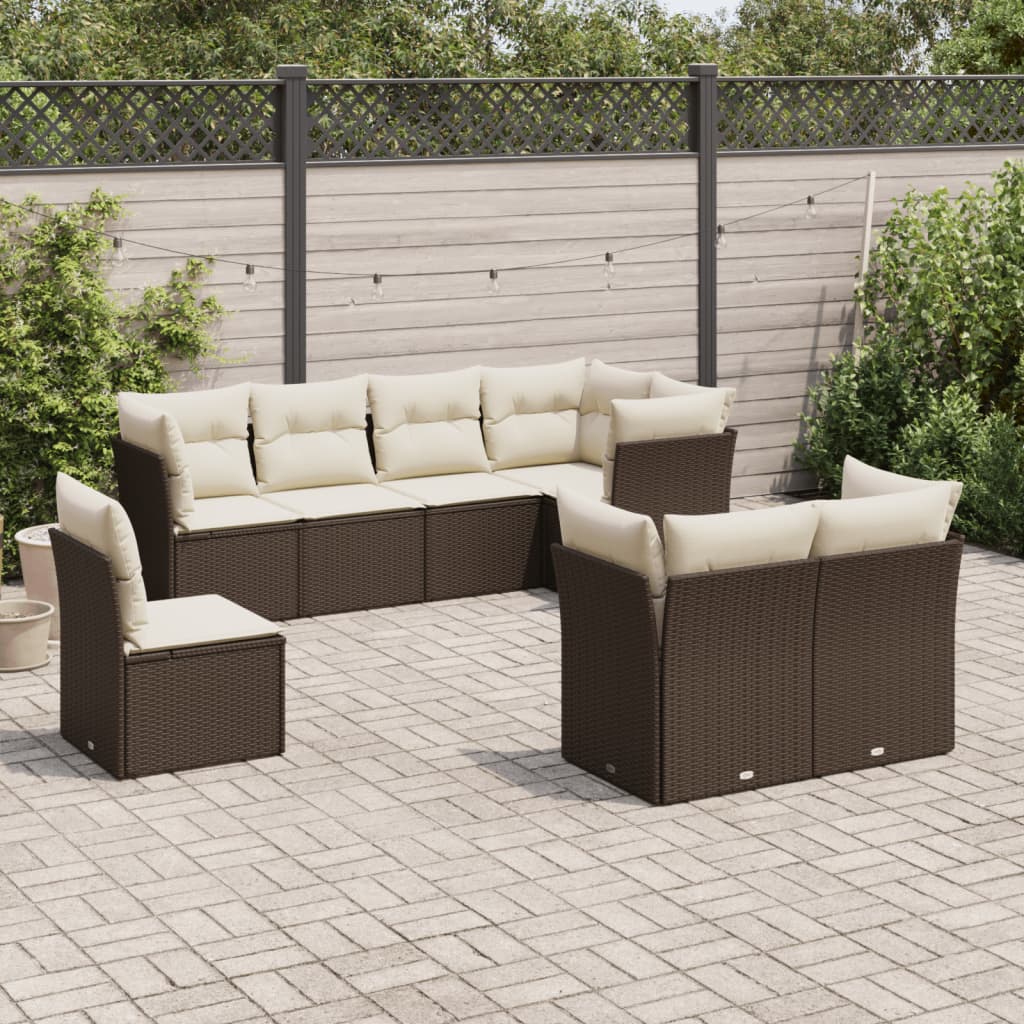 Set De Sofás De Jardín 8 Pzas Y Cojines Ratán Sintético Gris
