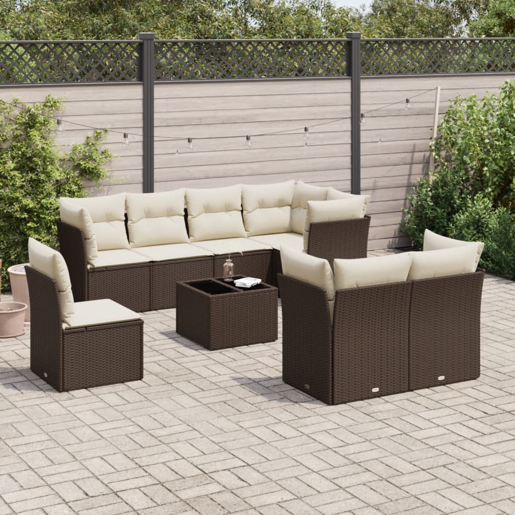Set De Sofás De Jardín 8 Pzas Y Cojines Ratán Sintético Gris