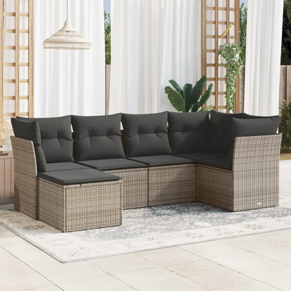 Set De Sofás De Jardín 6 Pzas Y Cojines Ratán Sintético Gris