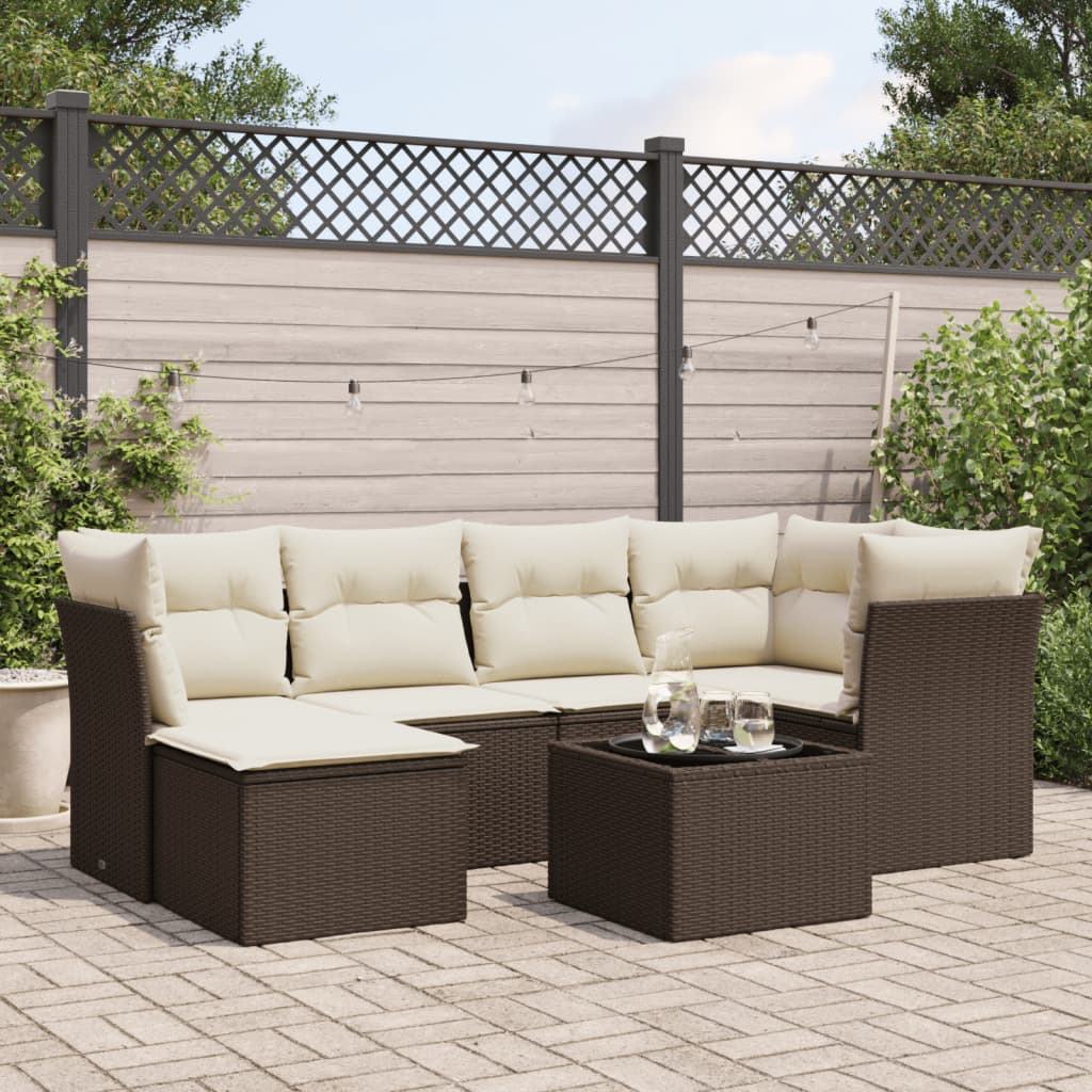 Set De Sofás De Jardín 6 Pzas Y Cojines Ratán Sintético Gris
