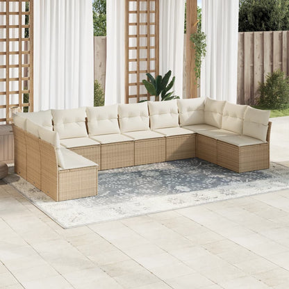 Set De Sofás De Jardín 11 Pzas Y Cojines Ratán Sintético Gris