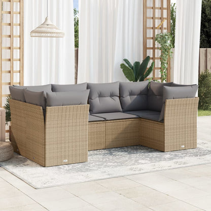 Set De Sofás De Jardín 6 Piezas Y Cojines Ratán Sintético Negro