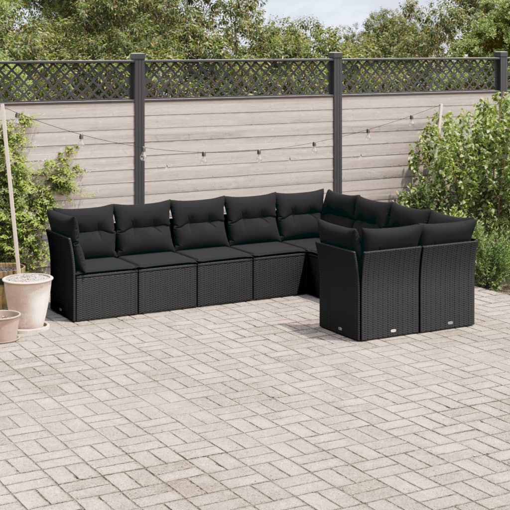Set Sofás Jardín 10 Pzas Con Cojines Ratán Sintético