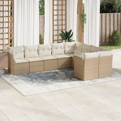Set Sofás Jardín 10 Pzas Con Cojines Ratán Sintético