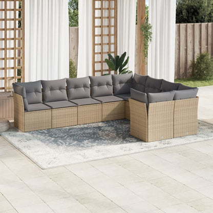 Set Sofás Jardín 10 Pzas Con Cojines Ratán Sintético