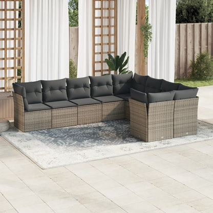 Set Sofás Jardín 10 Pzas Con Cojines Ratán Sintético