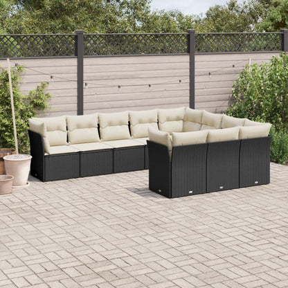 Set De Sofás De Jardín 11Pzas Con Cojines Ratán Sintético Beige