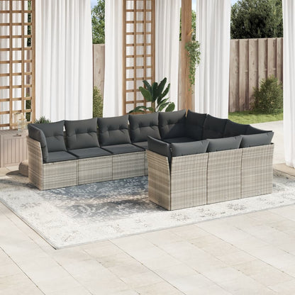 Set De Sofás De Jardín 11Pzas Con Cojines Ratán Sintético Beige