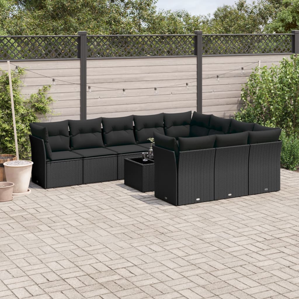 Set De Sofás De Jardín 11Pzas Con Cojines Ratán Sintético Beige