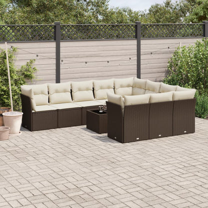 Set De Sofás De Jardín 11Pzas Con Cojines Ratán Sintético Beige