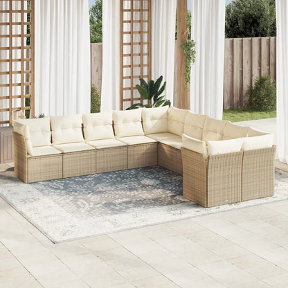 Set Sofás Jardín 10 Pzas Con Cojines Ratán Sintético