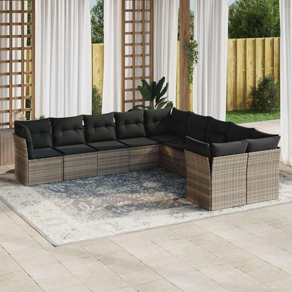 Set Sofás Jardín 10 Pzas Con Cojines Ratán Sintético