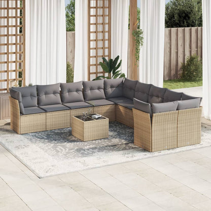 Set Sofás Jardín 10 Pzas Con Cojines Ratán Sintético