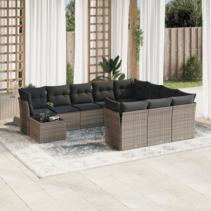 Set De Sofás De Jardín 11Pzas Con Cojines Ratán Sintético Beige