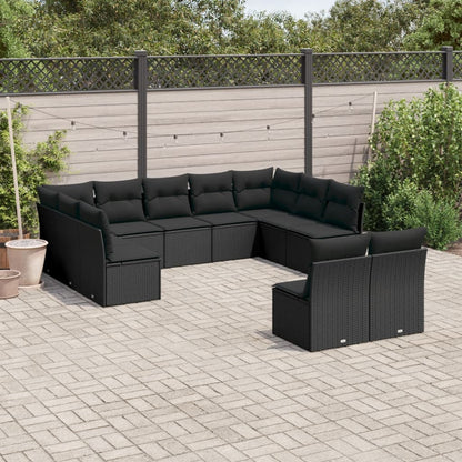 Set De Sofás De Jardín 12 Pzas Y Cojines Ratán Sintético Gris