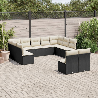 Set De Sofás De Jardín 12 Pzas Y Cojines Ratán Sintético Gris
