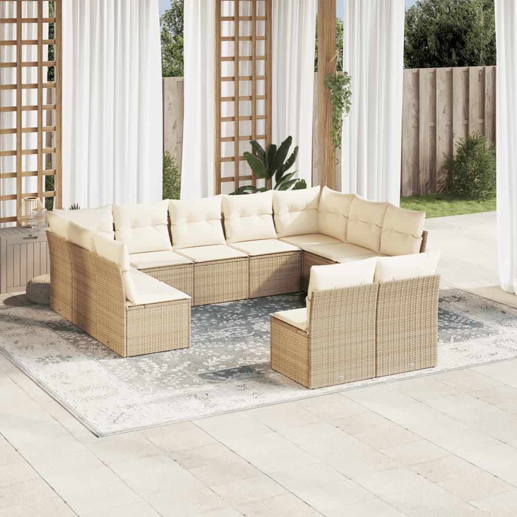 Set De Sofás De Jardín 12 Pzas Y Cojines Ratán Sintético Gris