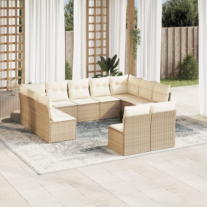 Set De Sofás De Jardín 12 Pzas Y Cojines Ratán Sintético Gris