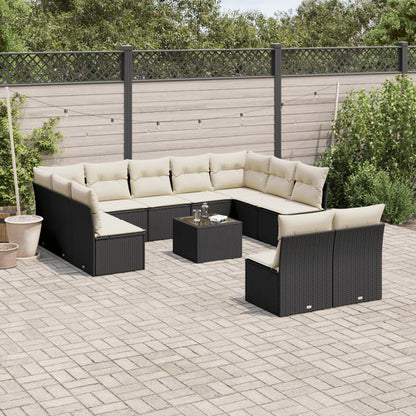 Set De Sofás De Jardín 12 Pzas Y Cojines Ratán Sintético Gris
